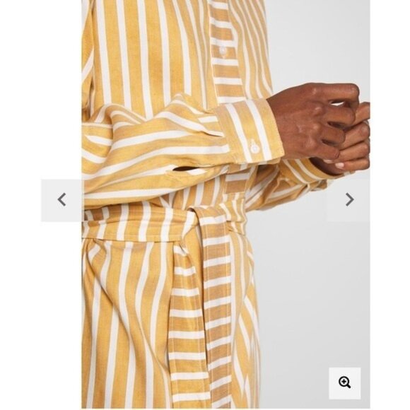 Samsoe NWT $260 M Amara Belted Shirt Dress Honey Stripe Linen Blend - Picture 5 of 9